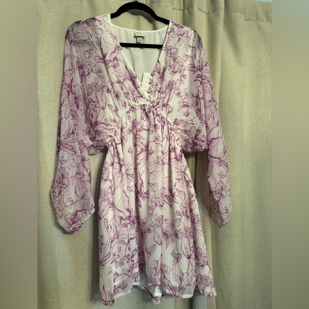 A new day Purple Floral V-Neck Dress Women’s size XS Excellent- Condition